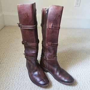 Bed Stu Cobbler Series Kitty Knee High Rustic Teak Leather Boots